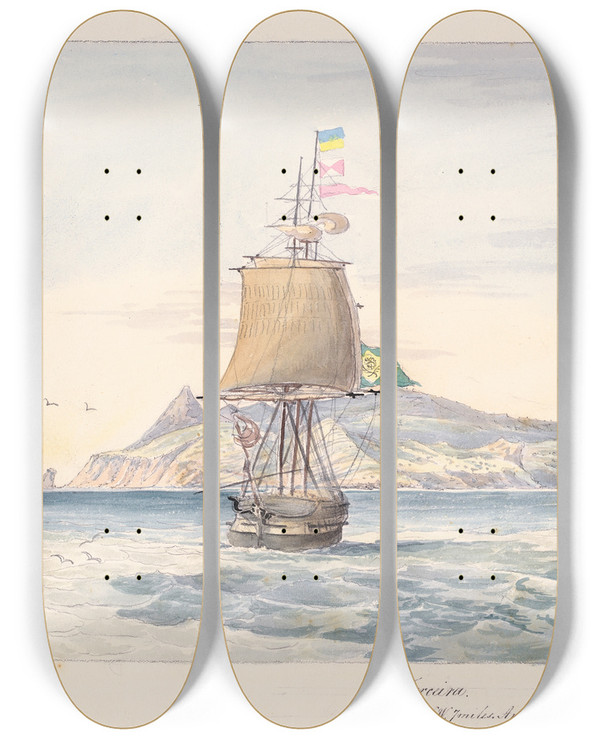 Triptych art skateboard deck of Charles Hamilton Smith Terceira by Charles Hamilton Smith (1776-1859)