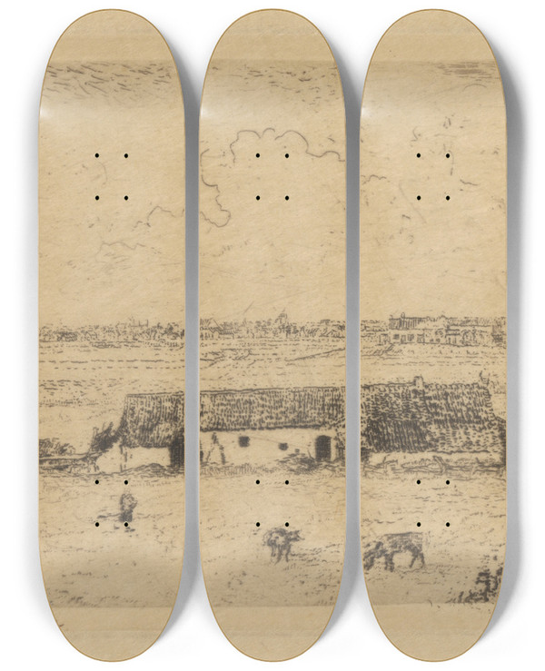 Triptych art skateboard deck of James Ensor Vlaamse Hoeve by James Ensor (1860-1949)