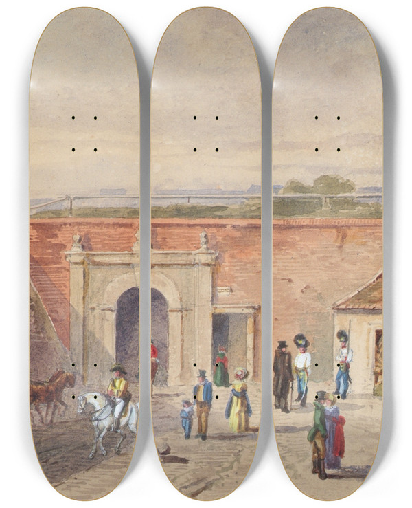 Triptych art skateboard deck of F Seis Das Alte Burgtor In Wien by F Seis (19-)