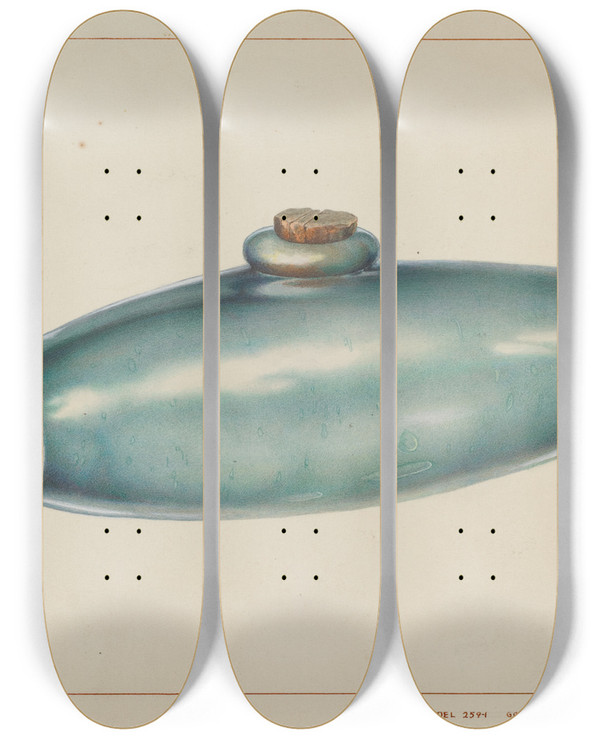 Triptych art skateboard deck of Gordon Saltar Nursing Bottle by Gordon Saltar