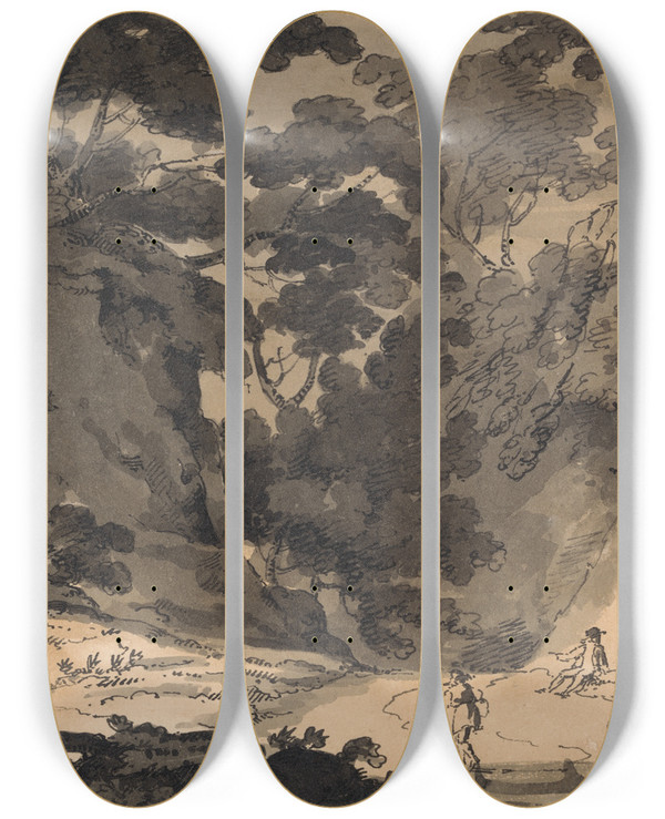 Triptych art skateboard deck of John Skippe Tall Monument At A Roadside by John Skippe (1742-1812)