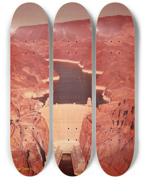 Triptych art skateboard deck of Us Information Agency Scenically Yours Hoover Dam Also Known As Boulder Dam Arizona by U S Information Agency (1953-1999)