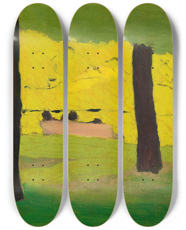 Triptych art skateboard deck of Douard Vuillard Le Banc Rose by douard Vuillard (1868-1940)