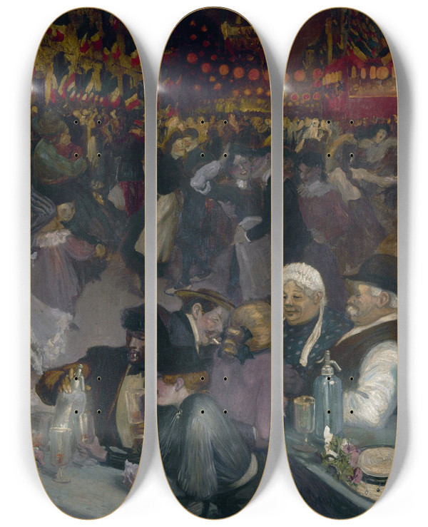 Triptych art skateboard deck of Thophile Alexandre Steinlen 14 Juillet by Theophile Alexandre Steinlen (1859-1923)