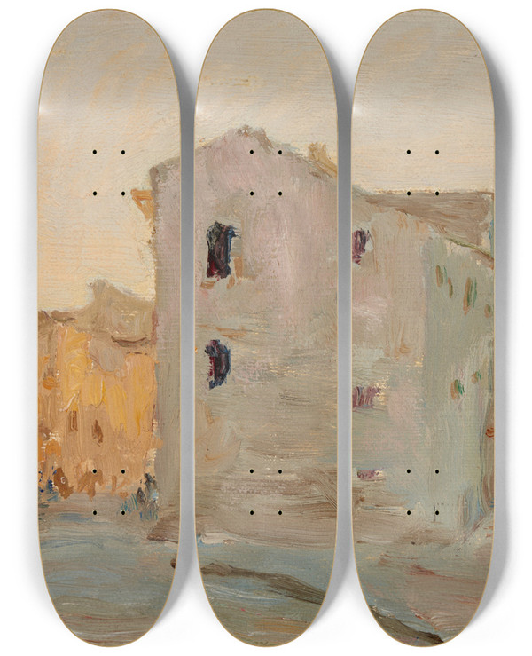 Triptych art skateboard deck of Jan Cigliski Syracuse Architectural Fragment by Jan Ciaglinski (1858-1913)