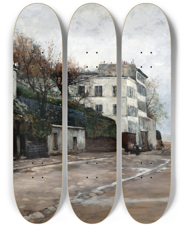 Triptych art skateboard deck of Hugo Birger Rue Gabrielle Paris by Hugo Birger (1854-1887)