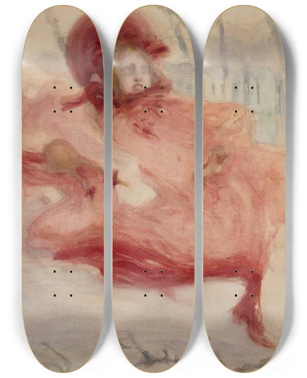 Triptych art skateboard deck of Witold Wojtkiewicz Gusts Of Spring by Witold Wojtkiewicz (1879-1909)