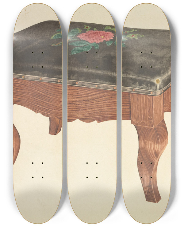 Triptych art skateboard deck of Frank Eiseman Footstool by Frank Eiseman
