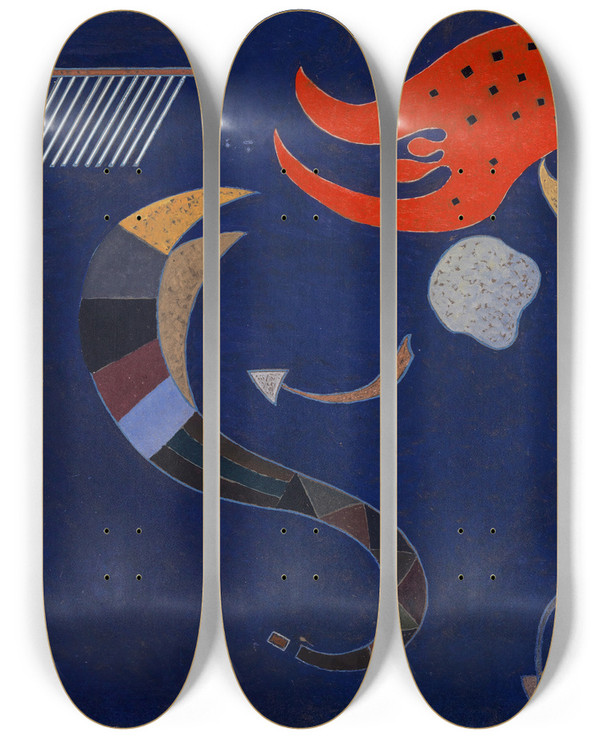 Triptych art skateboard deck of Wassily Kandinsky The Arrow by Wassily Kandinsky (1866-1944)