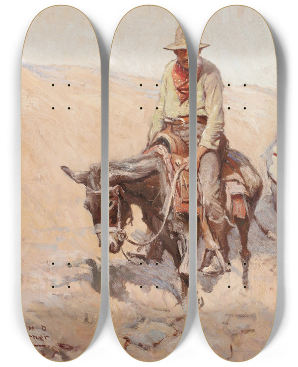 Triptych art skateboard deck of William Henry Dethlef Koerner The Survival by William Henry Dethlef Koerner (1878-1938)