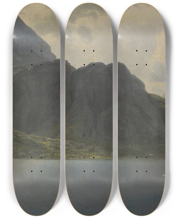 Triptych art skateboard deck of Albert Bierstadt Untitled Alaska by Albert Bierstadt (1830-1902)