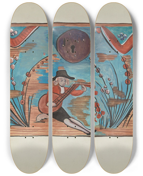 Triptych art skateboard deck of E Boyd Small Chest by E Boyd (20-)