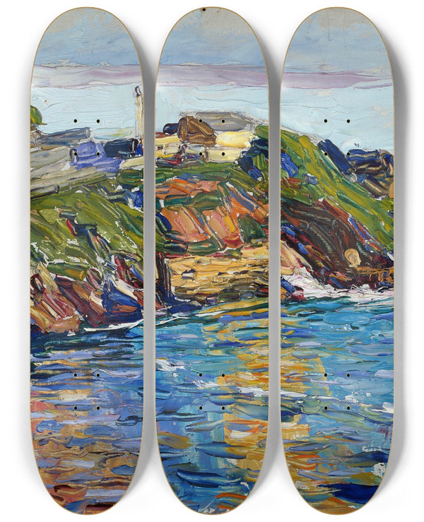 Triptych art skateboard deck of Wassily Kandinsky Rapallo Bucht by Wassily Kandinsky (1866-1944)