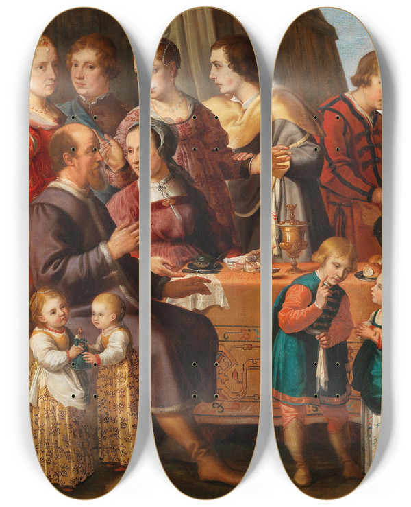 Triptych art skateboard deck of Circle Of Jacob Gerritsz Cuyp A Family In An Encampment by Circle Of Jacob Gerritsz Cuyp (1594-1652)