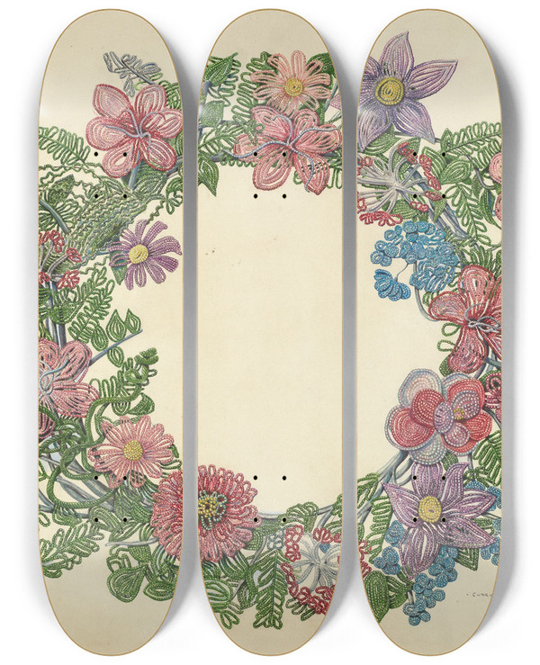 Triptych art skateboard deck of Al Curry Cemetary Wreath by Al Curry (20-)