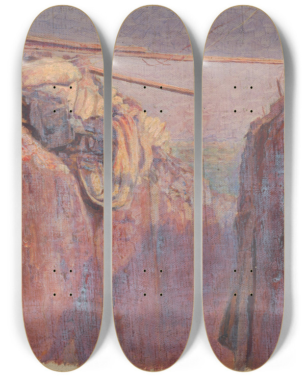 Triptych art skateboard deck of Dezider Czlder From Italian Front Ii by Dezider Czolder (1875-1933)