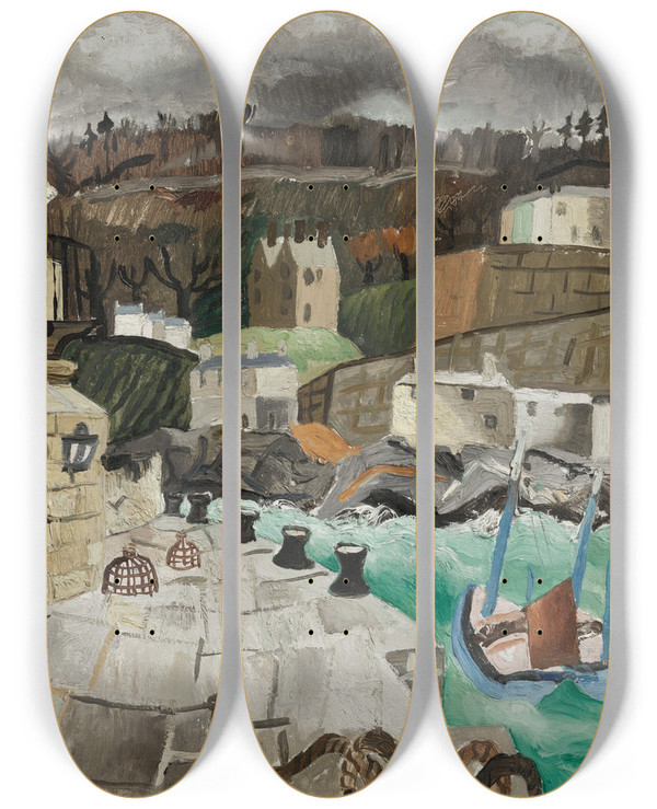 Triptych art skateboard deck of Christopher Wood St Ives Cornwall by Christopher Wood (1901-1930)