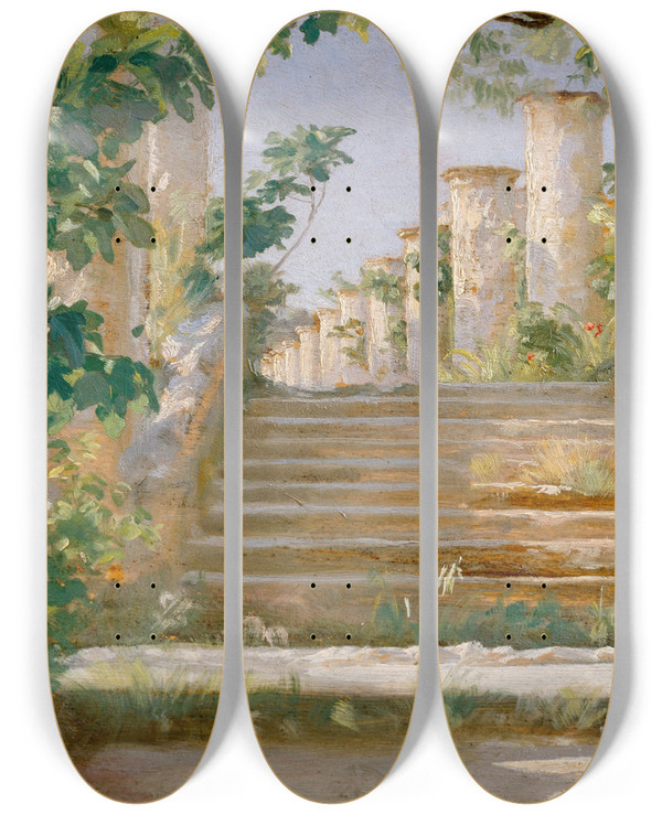 Triptych art skateboard deck of Peder Severin Kryer Loggia In Ravello by Peder Severin Kroyer (1851-1909)