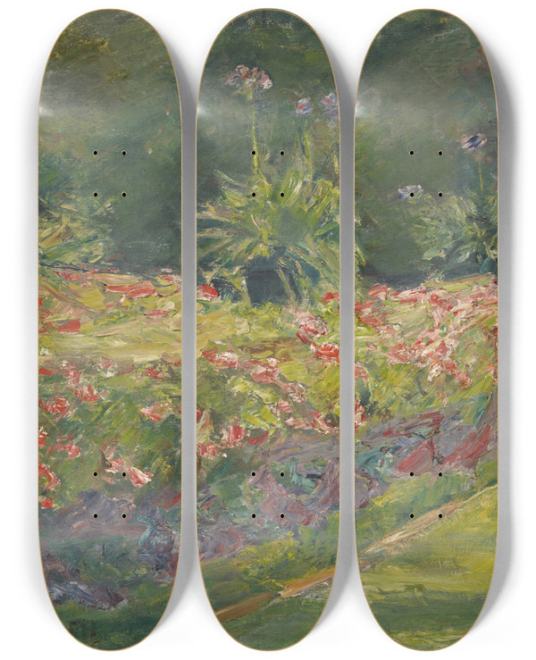 Triptych art skateboard deck of Max Liebermann The Garden At The Wannsee In Berlin by Max Liebermann (1847-1935)