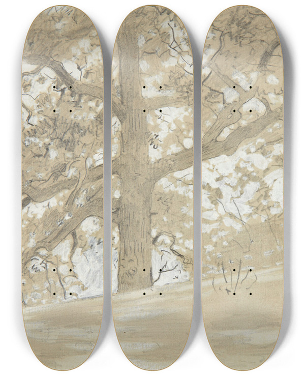 Triptych art skateboard deck of Winslow Homer Waverly Oaks by Winslow Homer (1836-1910)