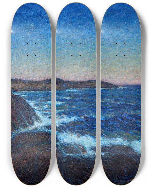 Triptych art skateboard deck of Karl Nordstrm Swell by Karl Nordstrom (1855-1923)