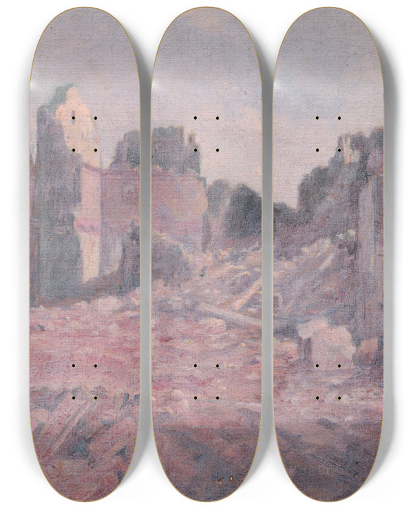 Triptych art skateboard deck of Dezider Czlder From Italian Front Viii by Dezider Czolder (1875-1933)