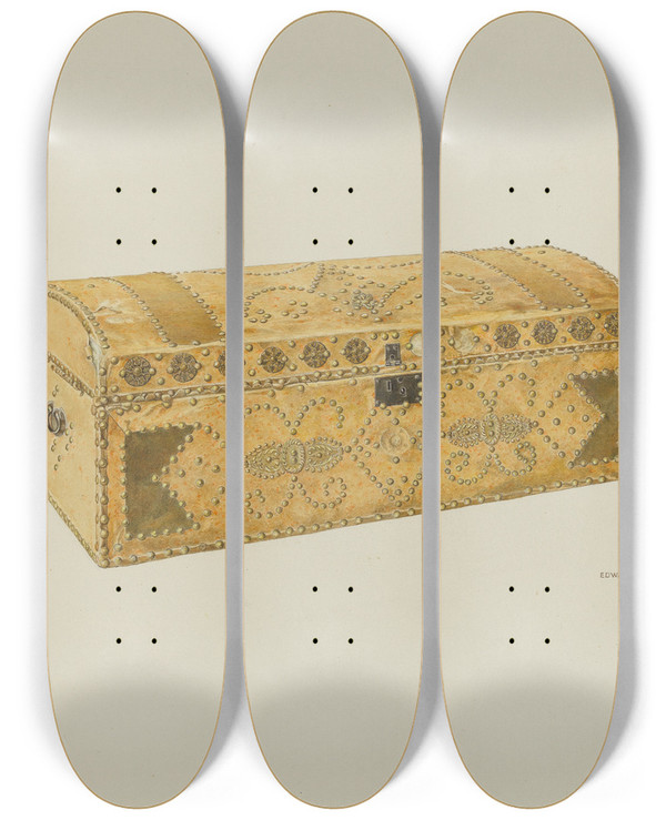 Triptych art skateboard deck of Edward Jewett Trunk by Edward Jewett (20-)