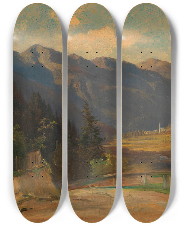 Triptych art skateboard deck of Anton Hansch Gasteinertal by Anton Hansch (1813-1876)