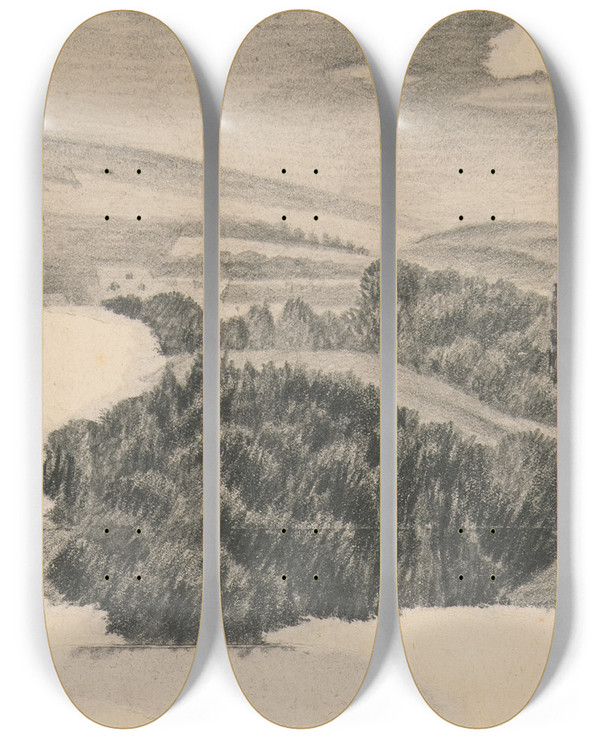 Triptych art skateboard deck of Viking Eggeling Original Drawings 24 by Viking Eggeling (1880-1925)
