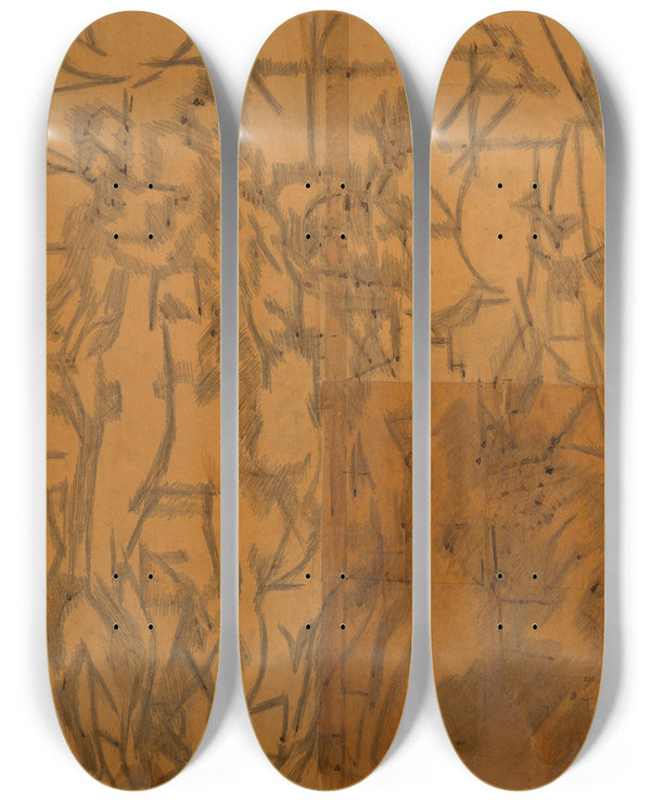 Triptych art skateboard deck of Robert Delaunay Tude Pour La Ville De Paris by Robert Delaunay (1885-1941)