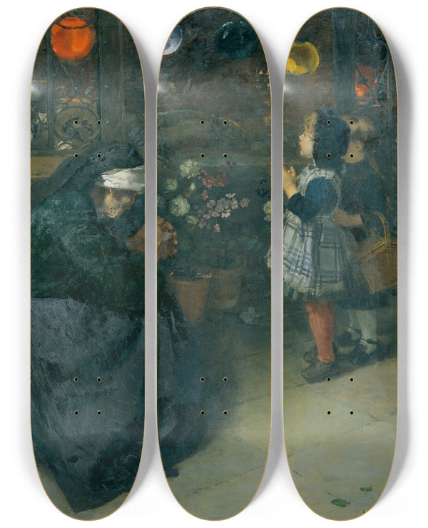 Triptych art skateboard deck of Albin Egger Lienz Karfreitag by Albin Egger Lienz (1868-1926)
