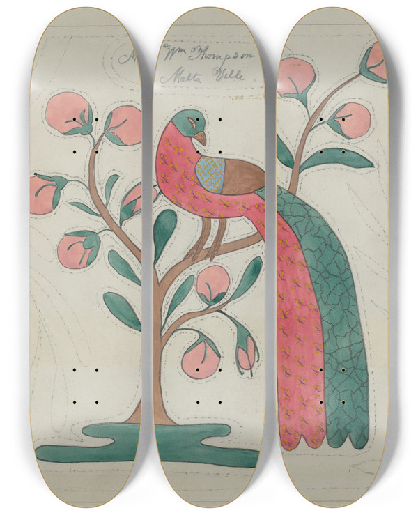 Triptych art skateboard deck of Mildred Prince Applique Quilt_2 by Mildred Prince
