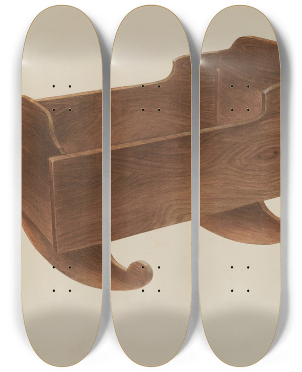 Triptych art skateboard deck of Harry King Cradle by Harry King