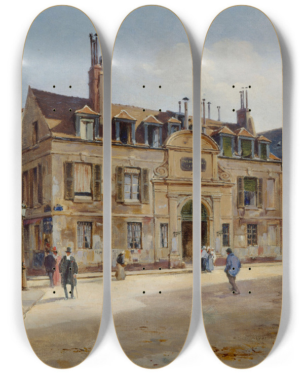 Triptych art skateboard deck of Pauljosephvictor Dargaud Lancien Hpital De La Piti Rue Lacpde by Paul-Joseph-Victor Dargaud (1873-1921)