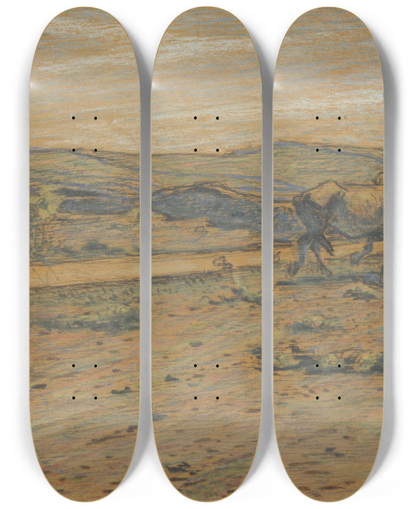 Triptych art skateboard deck of Nils Kreuger Homeward Bound by Nils Kreuger (1858-1930)