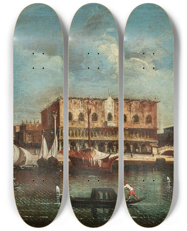 Triptych art skateboard deck of Francesco Tironi San Marco Basin Venice by Francesco Tironi (1745-1797)