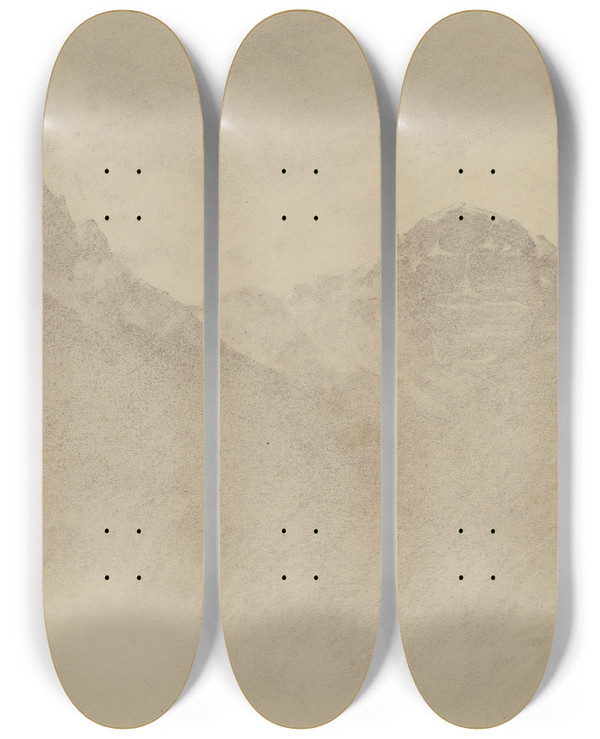 Triptych art skateboard deck of Louis Eysen Monte Baldo by Louis Eysen (1843-1899)