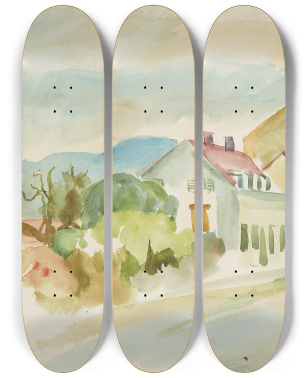 Triptych art skateboard deck of Anny Dollschein Krsistrae by Anny Dollschein (1893-1946)