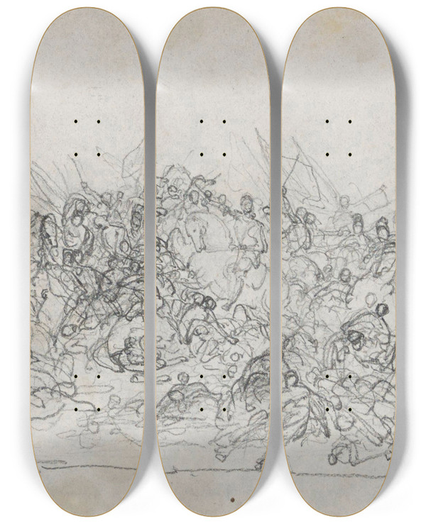 Triptych art skateboard deck of Nicaise De Keyser Battle Scene_6 by Nicaise De Keyser (1813-1887)