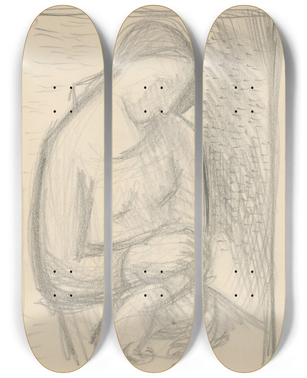 Triptych art skateboard deck of Mikul Galanda Sketchbook_8 by Mikulas Galanda (1895-1938)