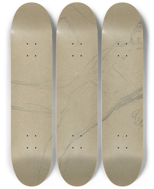 Triptych art skateboard deck of Edgar Degas Fallen Jockey Study For Scene From The Steeplechase The Fallen Jockey Ii by Edgar Degas (1834-1917)