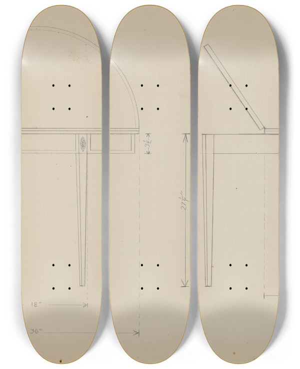 Triptych art skateboard deck of Harry Eisman Card Table_2 by Harry Eisman