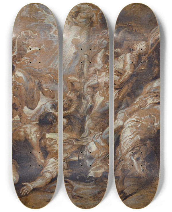 Triptych art skateboard deck of Abraham Van Diepenbeeck The Conversion Of Saint Paul by Abraham Van Diepenbeeck (1596-1675)