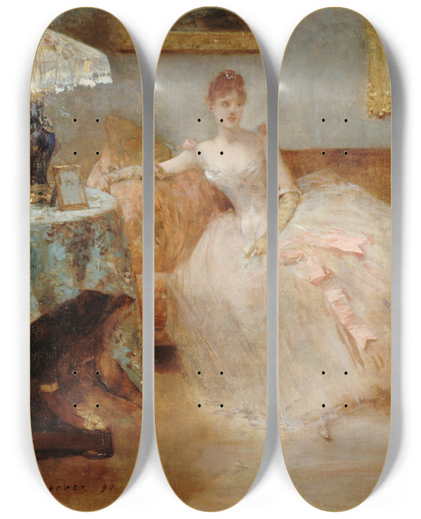 Triptych art skateboard deck of Henri Gervex Le Bal by Henri Gervex (1852-1929)