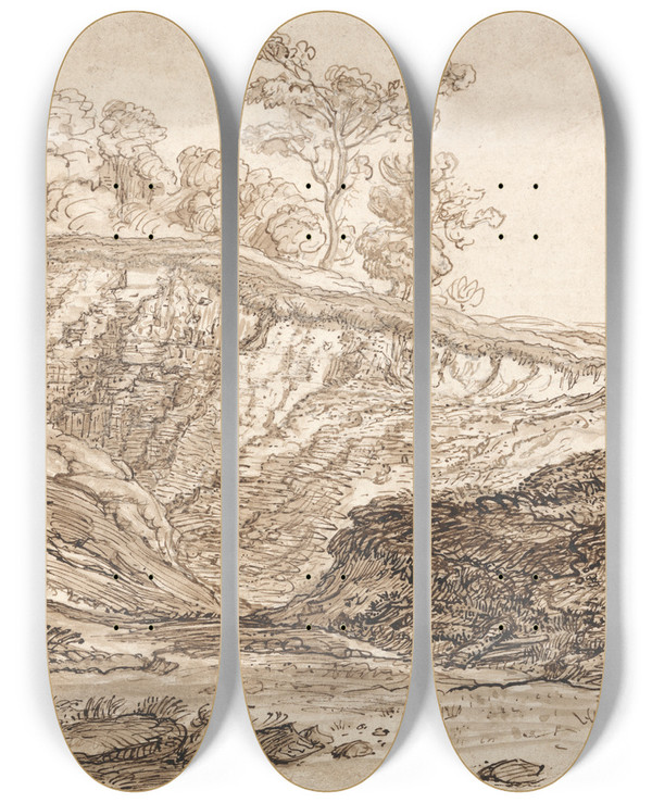 Triptych art skateboard deck of James Ward The Quarry by James Ward (1769-1859)