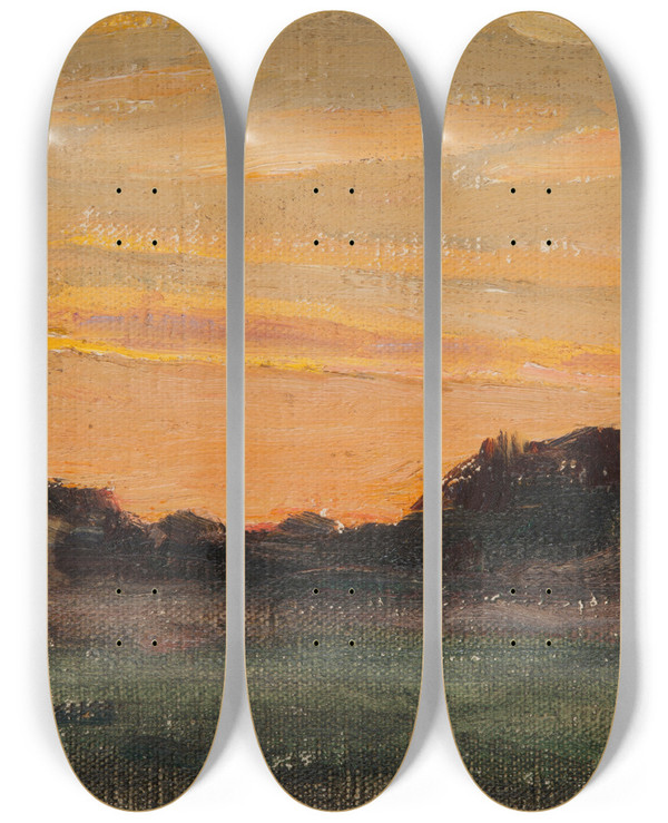 Triptych art skateboard deck of Jan Cigliski Northern Studies The White Night_2 by Jan Ciaglinski (1858-1913)