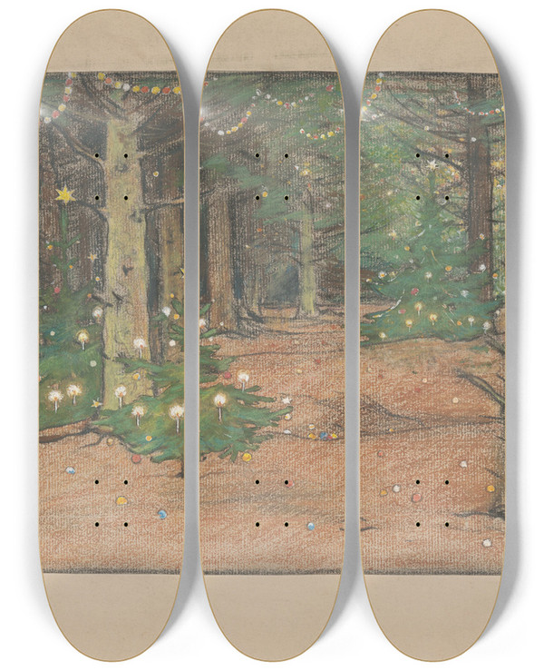 Triptych art skateboard deck of Willem Wenckebach Kerstboombos by Willem Wenckebach (1860-1937)