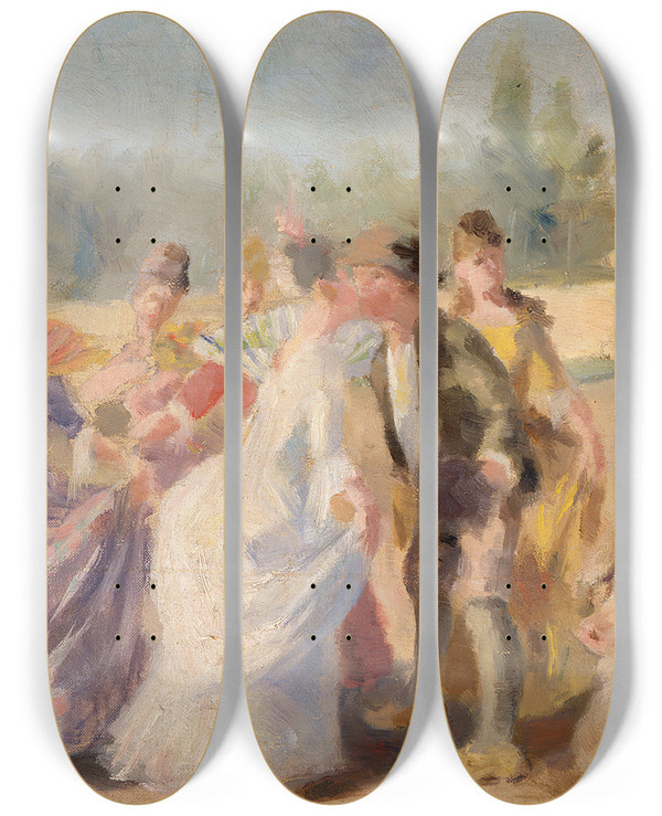 Triptych art skateboard deck of Magnus Enckell The Princess And The Swineherd by Magnus Enckell (1870-1925)