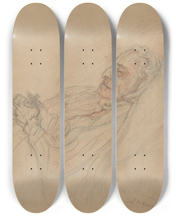Triptych art skateboard deck of James Ensor Mijn Dode Tante by James Ensor (1860-1949)