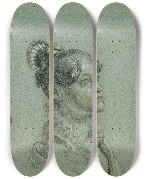 Triptych art skateboard deck of Johann Peter Krafft Zwei Weibliche Studien Zu Rckkehr Des Kaisers Franz Aus Pressburg by Johann Peter Krafft (1780-1856)